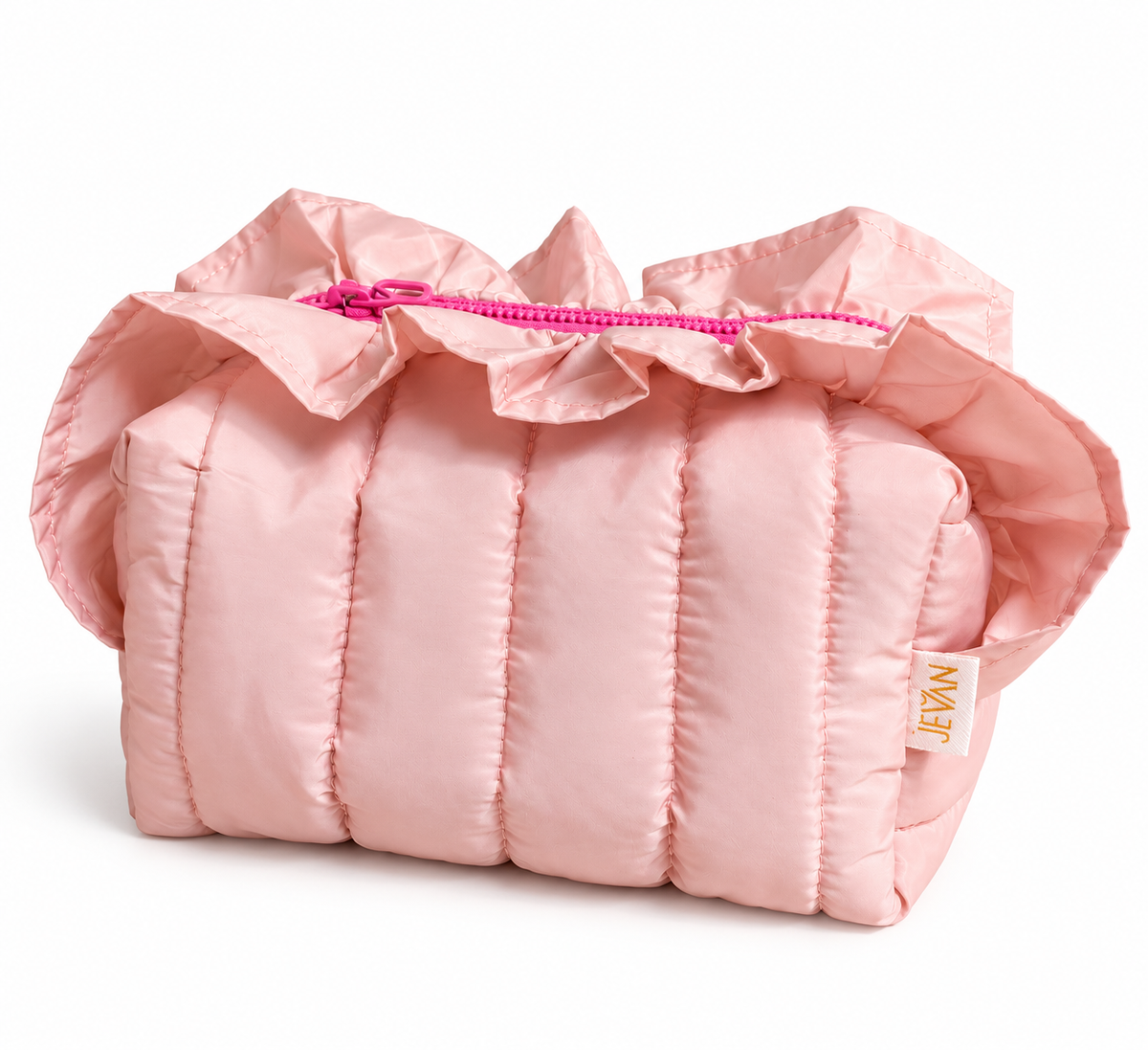 Puffy Ruffle Water proof Pouch – Blush Pink 🩷